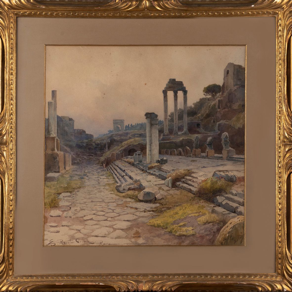 Attribuito a Ettore Roesler Franz (roma 1845-1907) - Roma, Veduta del Foro