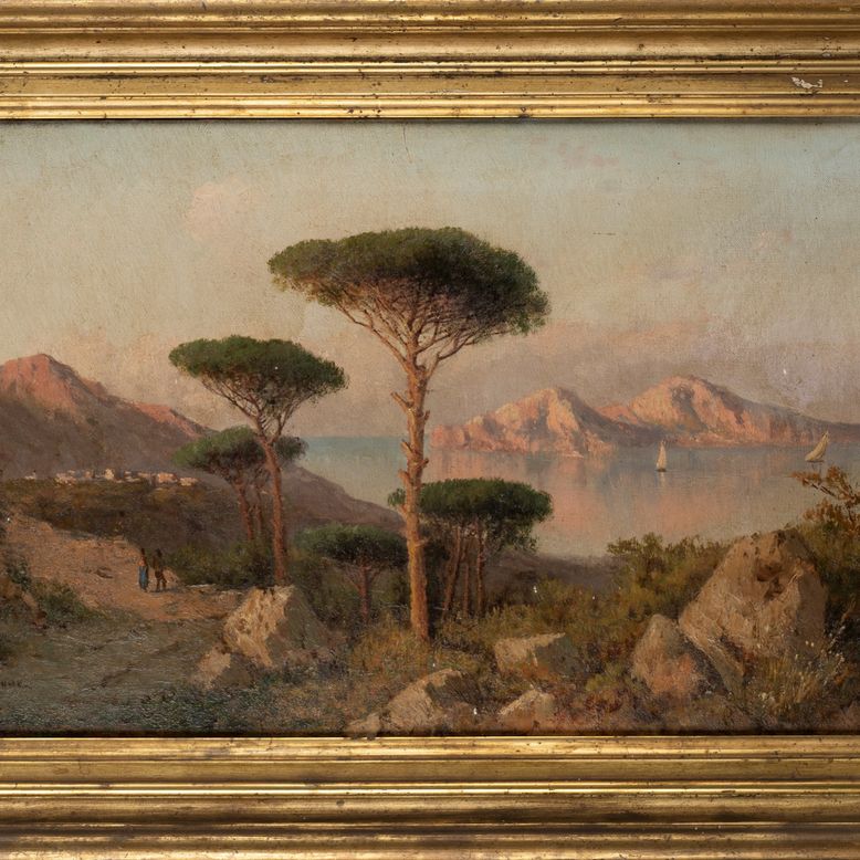 C. De Simone (scuola Romana Seconda Metà del XIX Secolo) - Veduta di Capri dalla Costiera