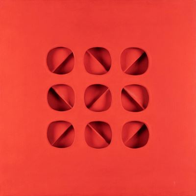 Intersuperficie curva, acrilico su tre tele, 1966