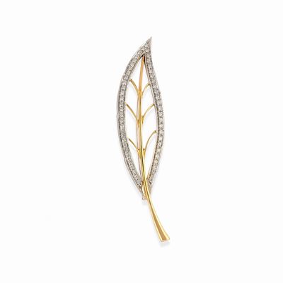 Spilla con diamanti, oro bicolore 18k