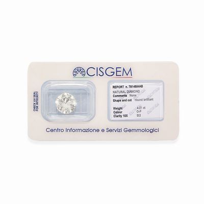Diamante, Taglio brillante 4,21 ct, Colore O-P, Purezza SI2, Sigillato in Blister
