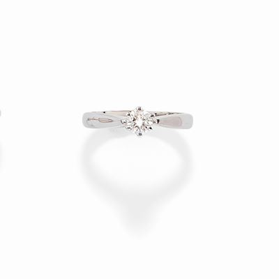 Anello con diamante, oro bianco 18k, ct 0,30