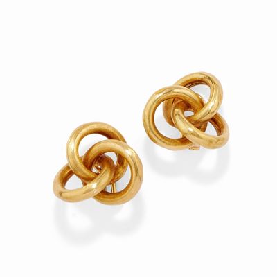 Orecchini a tre cerchi in oro giallo 18k