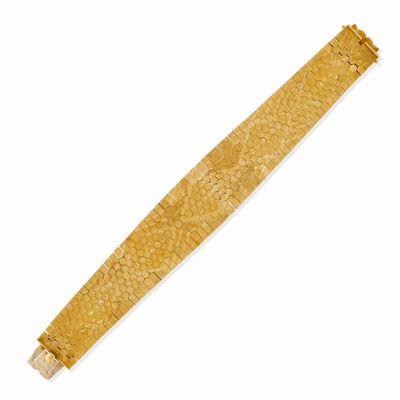 Bracciale in oro giallo 18k, maglia morbida satinata