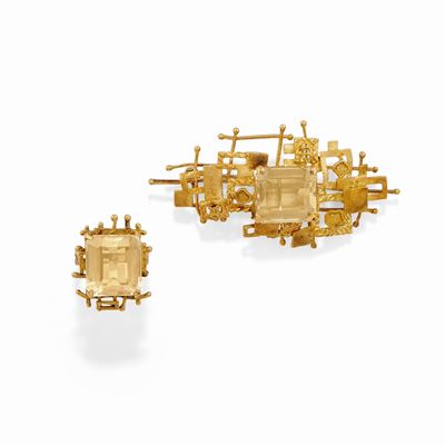 Demi parure in oro giallo 18k con quarzi gialli