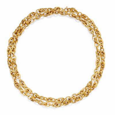 Collana in oro giallo 18k con maglie ovali intrecciate