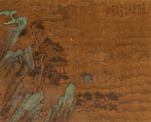 Painting on silk representing a landscape, China 19th century