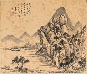Two paintings representing landscapes, China 19th century