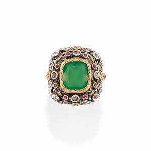 Anello con crisoprasio