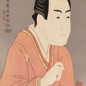 Cinque xilografie raffiguranti maschere teatrali, Giappone, epoca Taisho