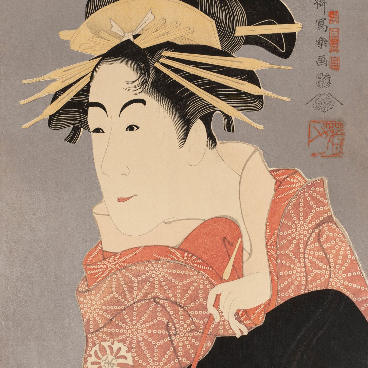 Sharaku - Cinque Xilografie Raffiguranti Maschere Teatrali, Giappone, Epoca Taisho