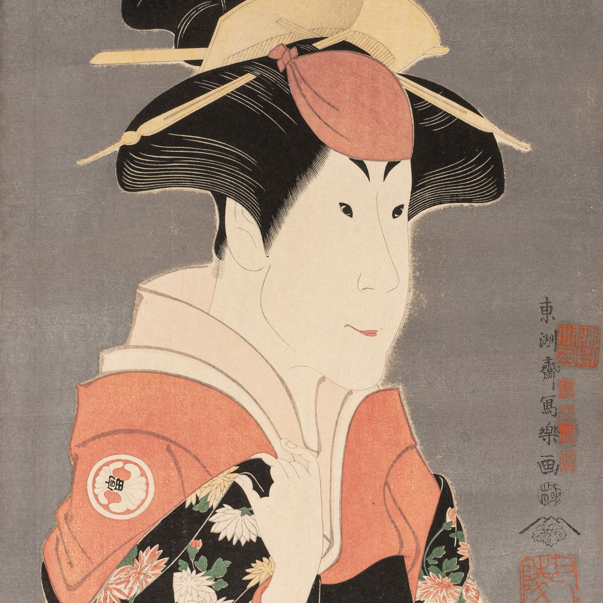 Sharaku - Cinque Xilografie Raffiguranti Maschere Teatrali, Giappone, Epoca Taisho