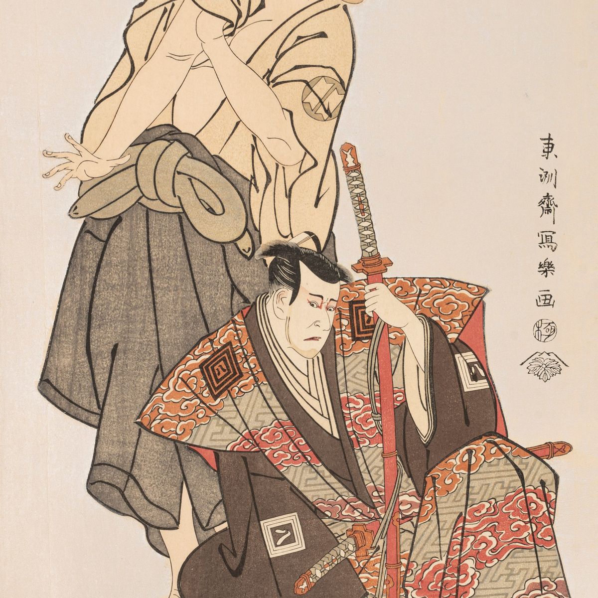 Sharaku - Sette Xilografie Raffiguranti Maschere Teatrali, Giappone, Epoca Taisho
