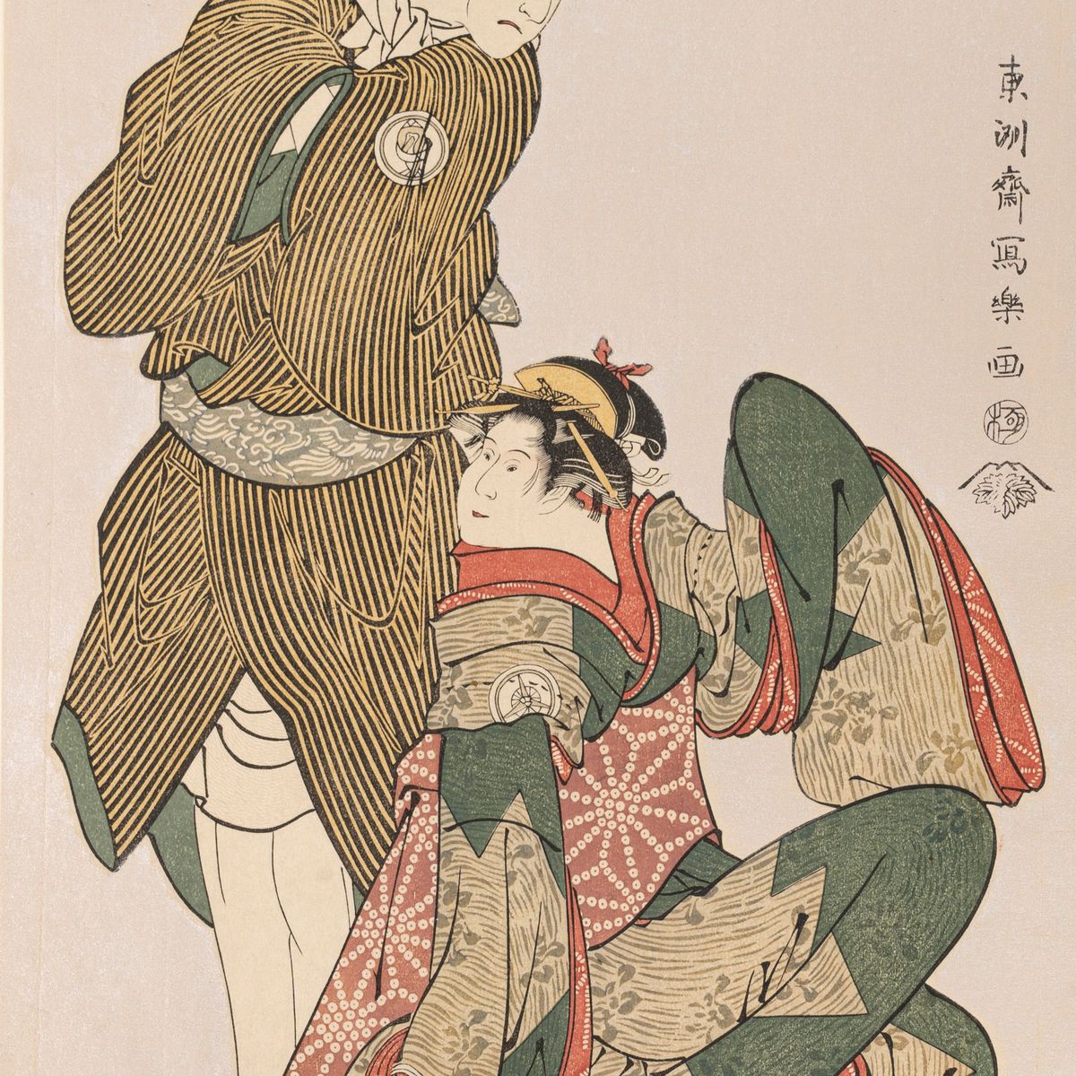 Sharaku - Sette Xilografie Raffiguranti Maschere Teatrali, Giappone, Epoca Taisho