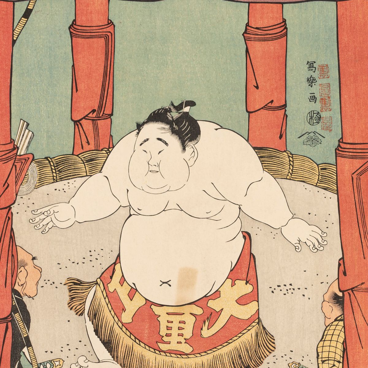 Sharaku - Quattro Xilografie Raffiguranti Lottatori di Sumo, Giappone, Epoca Taisho