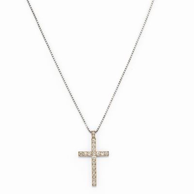Pendente in oro bianco 18k con diamanti a taglio brillante, circa 1,20 ct