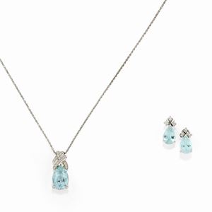  - Collana e orecchini con acquamarina