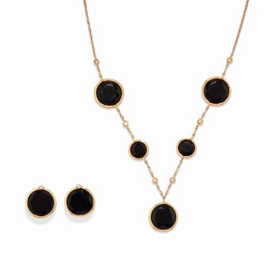 Parure demi in oro rosa 18k con onice e diamanti