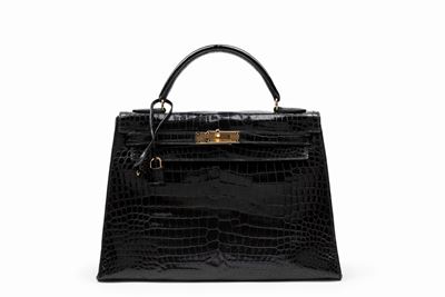 Borsa Kelly Sellier, coccodrillo nero, fine anni '50
