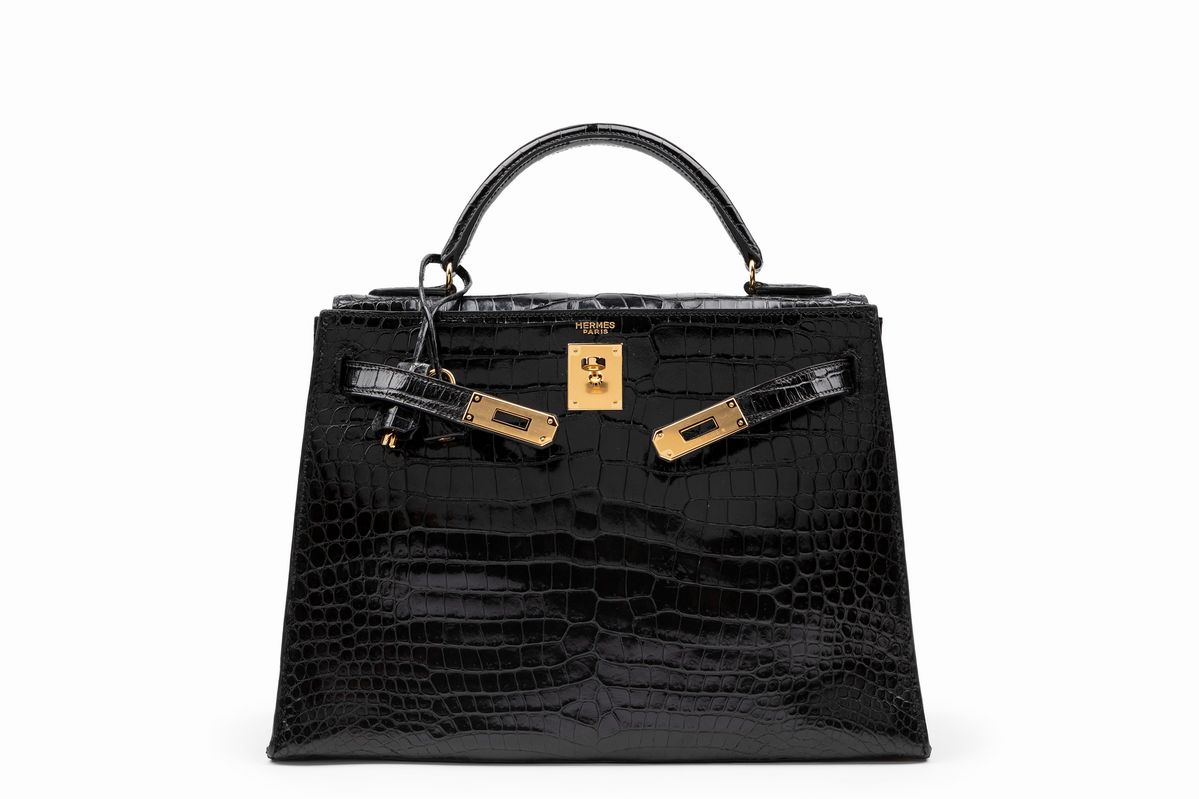 Hermès - Borsa Kelly Sellier, coccodrillo nero, fine anni '50