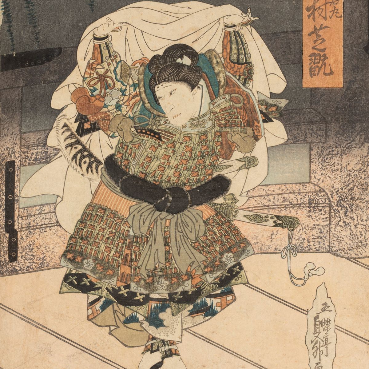Utagawa Kunisada Toyokuni III - Due Xilografie Raffiguranti Samurai, Secolo XIX