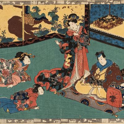 Quattro Xilografie Raffiguranti Scene di Interni, Secolo XIX
