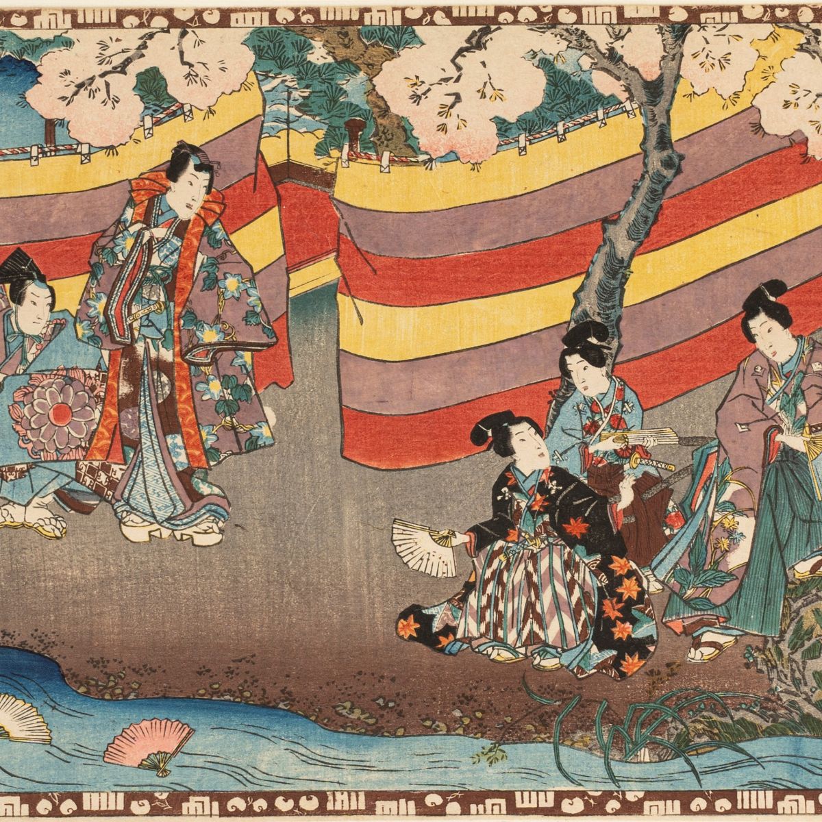 Utagawa Kunisada Toyokuni III - Quattro Xilografie Raffiguranti Scene di Interni, Secolo XIX