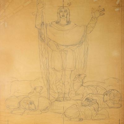 Pastore, Studio Definitivo per il Pannello Graffito del Portale della Chiesa De il Campo dei Past...