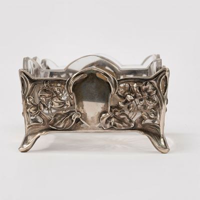 Porta Bon Bon in Argento e Vetro Trasparente, Germania, Inizi Secolo XX
