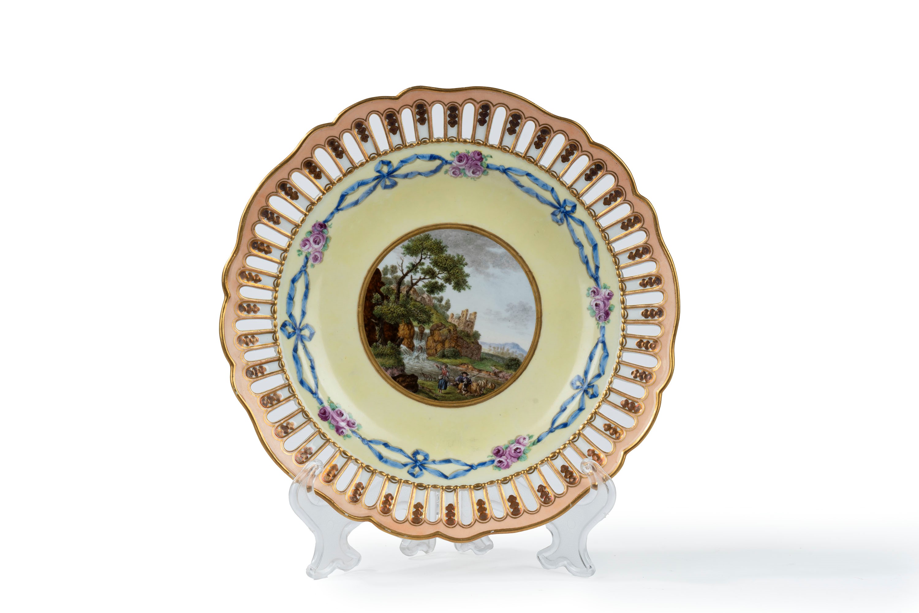 Piatto in Porcellana con Tesa Traforata, Manifattura Meissen, Fine Secolo XVIII