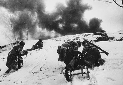 Battaglia presso Mosca - Stampa alla gelatina ai sali d'argento, anni 1940