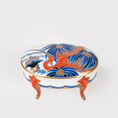 Scatola Ovale con Coperchio e Piedini, in Porcellana Rosenthal, Inizi Secolo XX