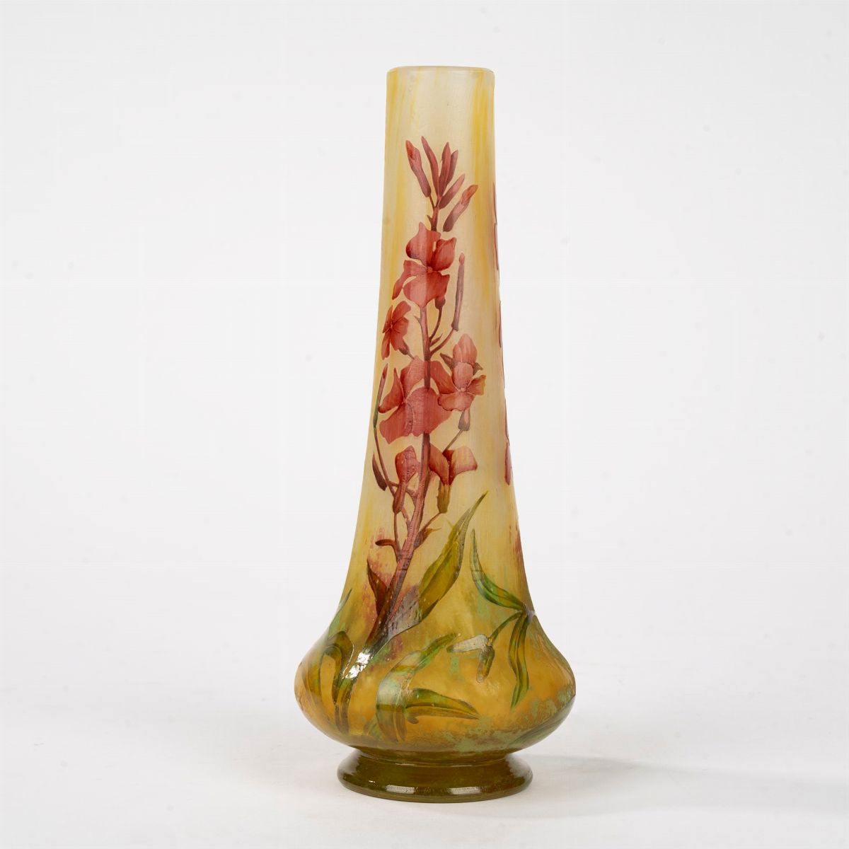 Daum - Vaso in Vetro Inciso All'acido con Cardamine Pratensis, Fine Secolo XIX-inizi XX