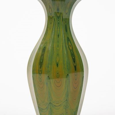 Piccolo Vaso in Vetro Lithyalin Verde, Boemia, Secolo XIX