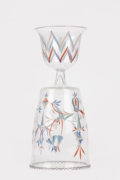 Doppio Bicchiere in Vetro Wiener Werkstätte, Inizi Secolo XX