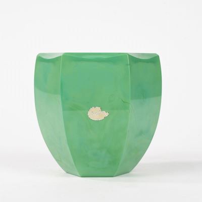 Vaso Esagonale in Vetro Verde Malachite, Inizi Secolo XX