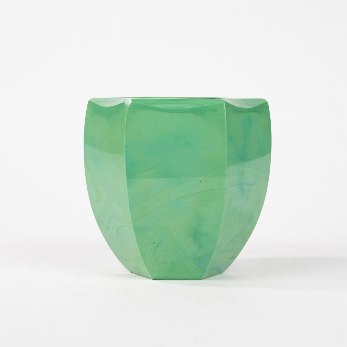 Vaso Esagonale in Vetro Verde Malachite, Inizi Secolo XX