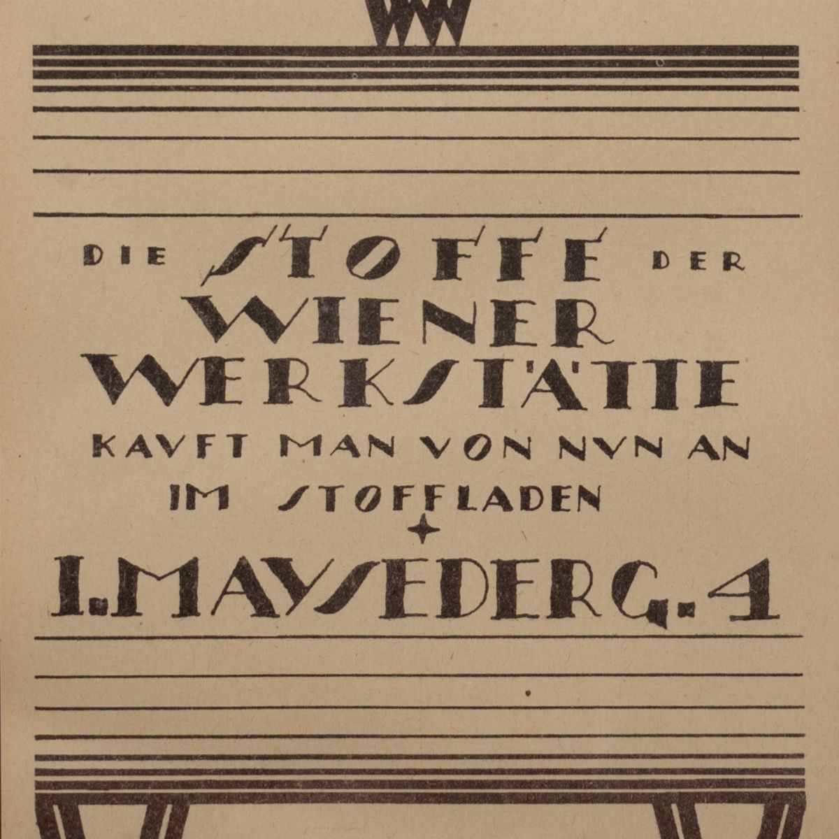 Manifestino Pubblicitario del Negozio di Stoffe della Wienerwerkstätte, Inizi Secolo XX
