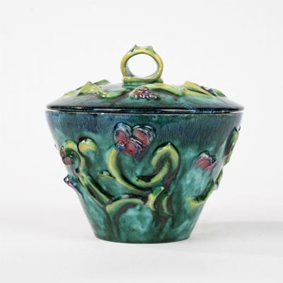 Vaso con Coperchio in Ceramica Policroma, Vally Wieselthier, Vienna, Inizi Secolo XX
