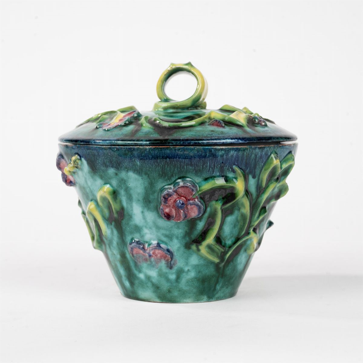 Wiener Werkstätte - Vaso con Coperchio in Ceramica Policroma, Vally Wieselthier, Vienna, Inizi Se...