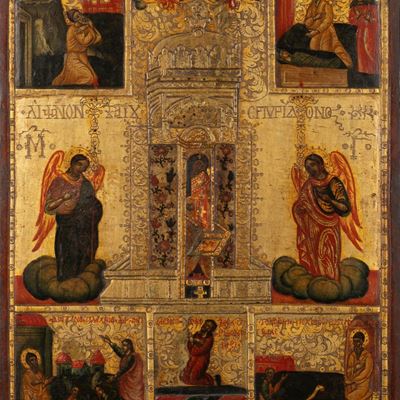 Icona Raffigurante Vita e Miracoli di San Spiridone, Secoli XVIII-XIX