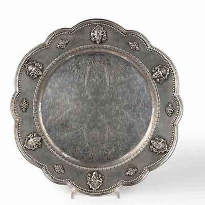 Grande Piatto in Argento, Argentiere Fassi Arno Milano, Prima Metà del Secolo XX