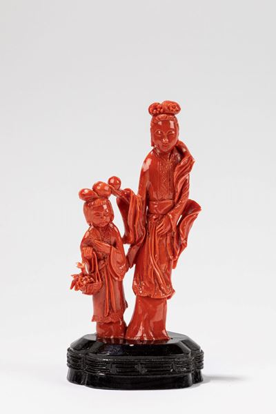 Figura in corallo, scultura cinese della prima metà del XX secolo
