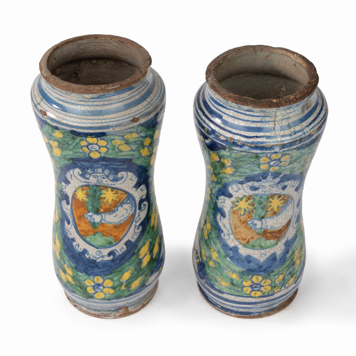 Coppia di Albarelli in Maiolica Policroma, Trapani, Secolo XVII
