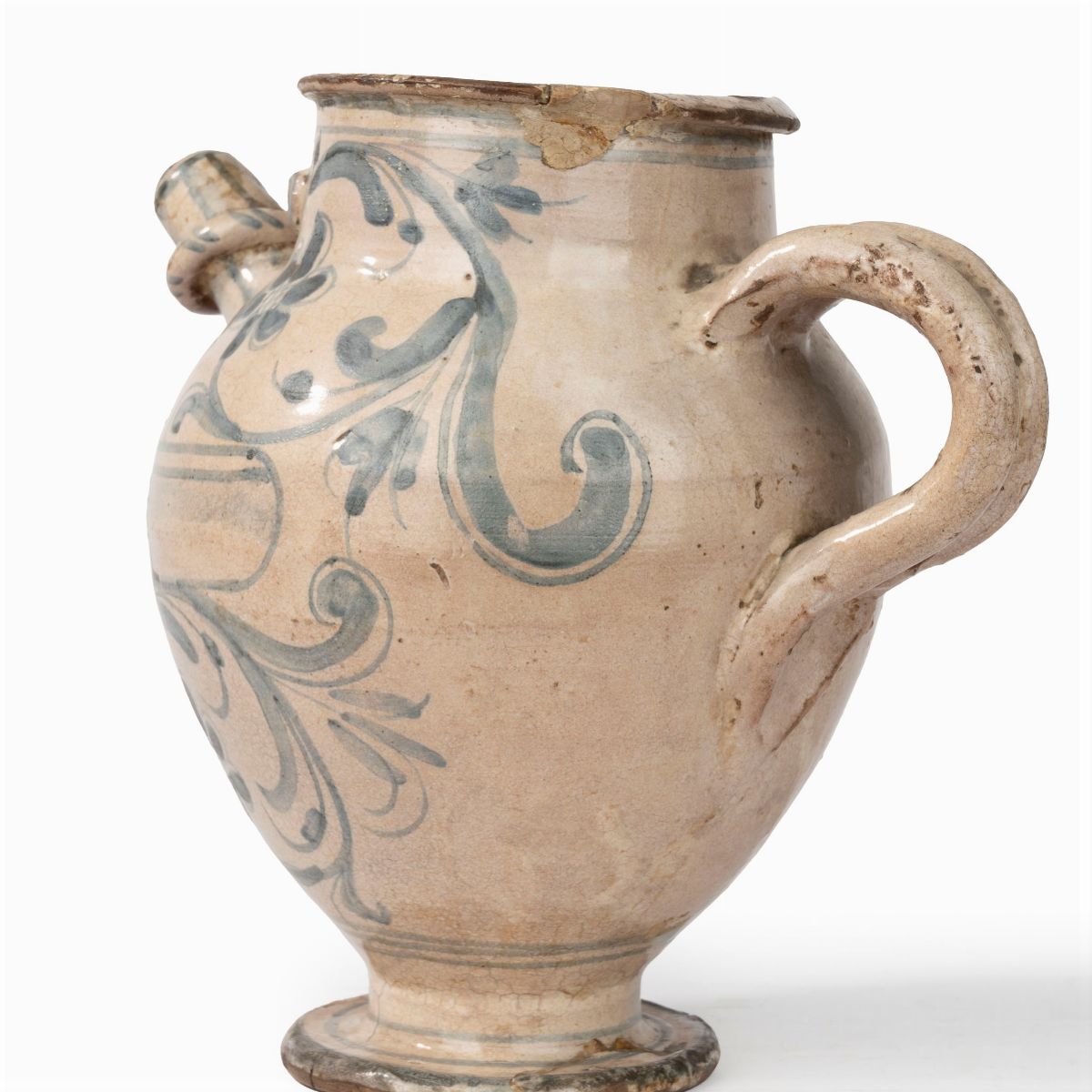 Versatoio in Maiolica Bianca e Blu, Abruzzo, Secolo XVIII