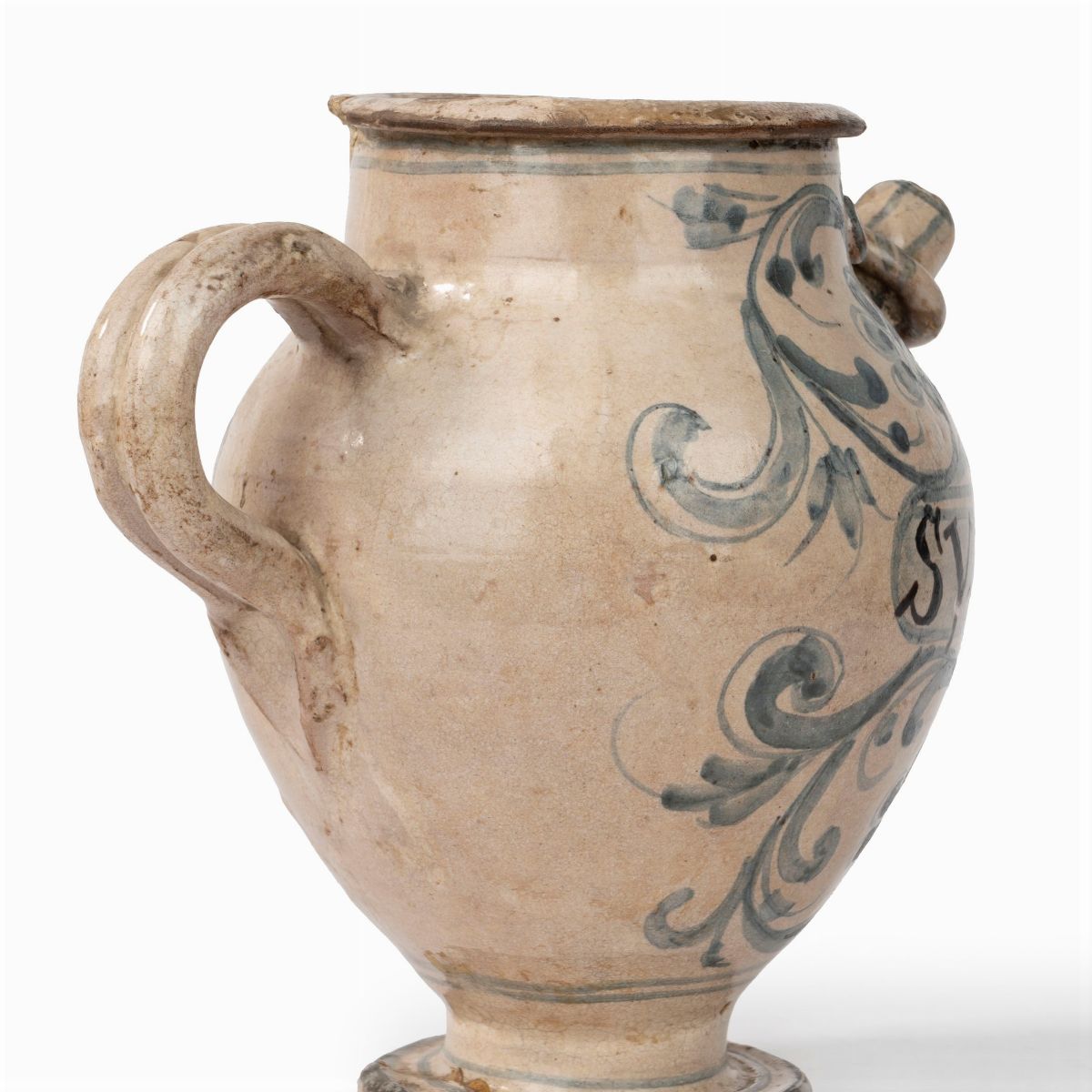 Versatoio in Maiolica Bianca e Blu, Abruzzo, Secolo XVIII