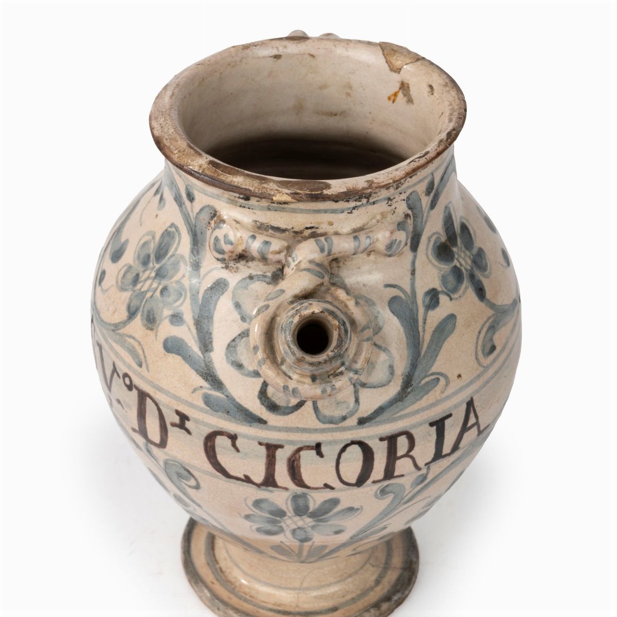 Versatoio in Maiolica Bianca e Blu, Abruzzo, Secolo XVIII