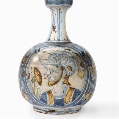 Bottiglia in Maiolica Policroma, Caltagirone, Secolo XVII