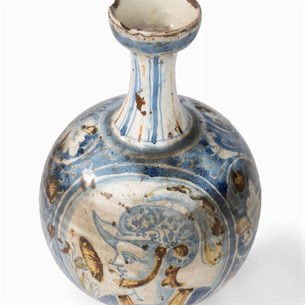 Bottiglia in Maiolica Policroma, Caltagirone, Secolo XVII