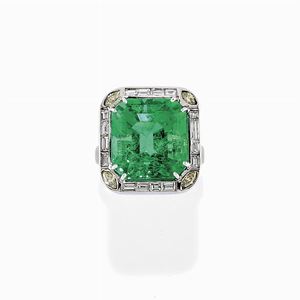  - Anello in smeraldo Colombiano e diamanti